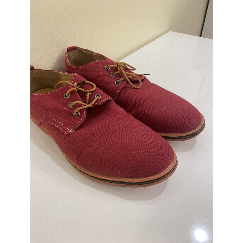 Dadawen Mens DADAWEN Fabric Lace Up Casual Oxfords, Red, Size 11